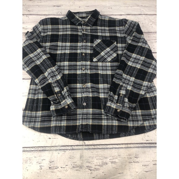 MOUNTAIN KHAKIS plaid flannel button down blue western shirt w/pocket Mens XL - Picture 5 of 11